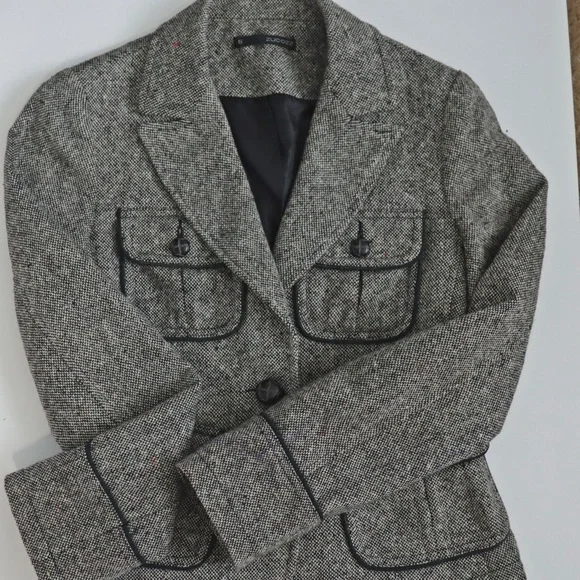 Zucozz Black and White Tweed Boucle Blazer Jacket - Small - Picture 5 of 5